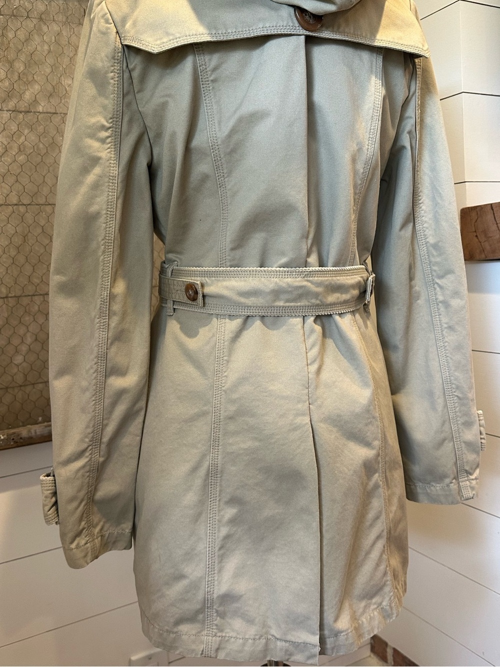 SUPERDRY Women's Vintage City Mac Khaki Double Breasted Trench Coat Medium M - Picture 8 of 16